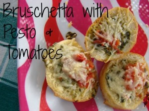 Brushcetta with Pesto & Tomatoes