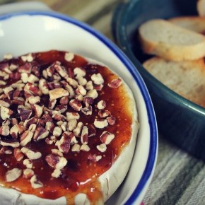 Baked Brie with Fig Spread & Pecans