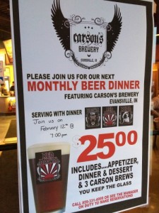 Izzy's Beer Dinner Sign