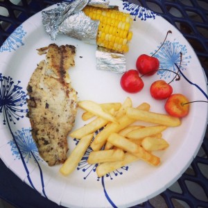 Tilapia Dinner at the Pool