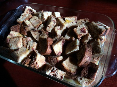 Cinnamon French Toast Casserole Before Baking