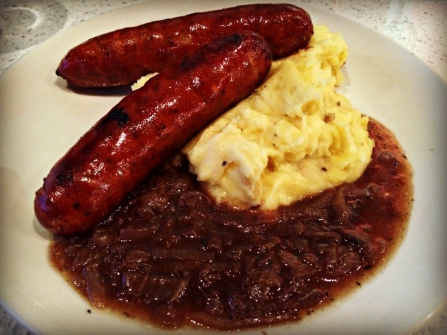 Green Dog Cafe Bangers and Mash