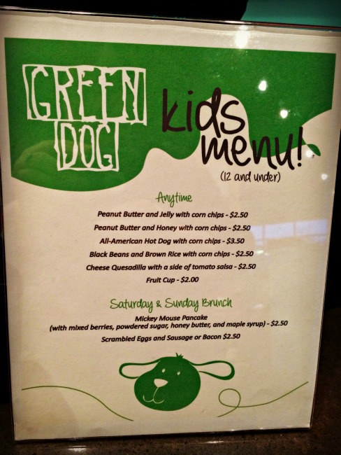 Green Dog Cafe Kids Menu