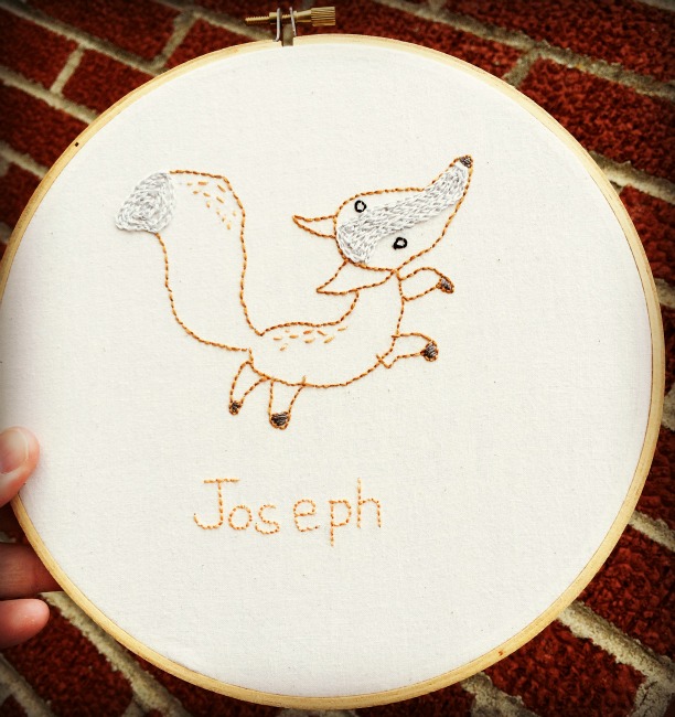 Penguin and Fish Embroidery Fox